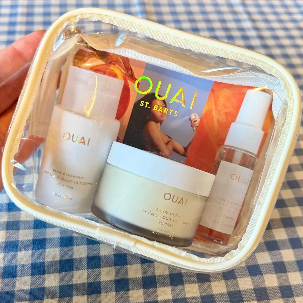 NWT OUAI Travel St. Barts Set - Body Cleanser, Body Cream and Hair & Body Mist